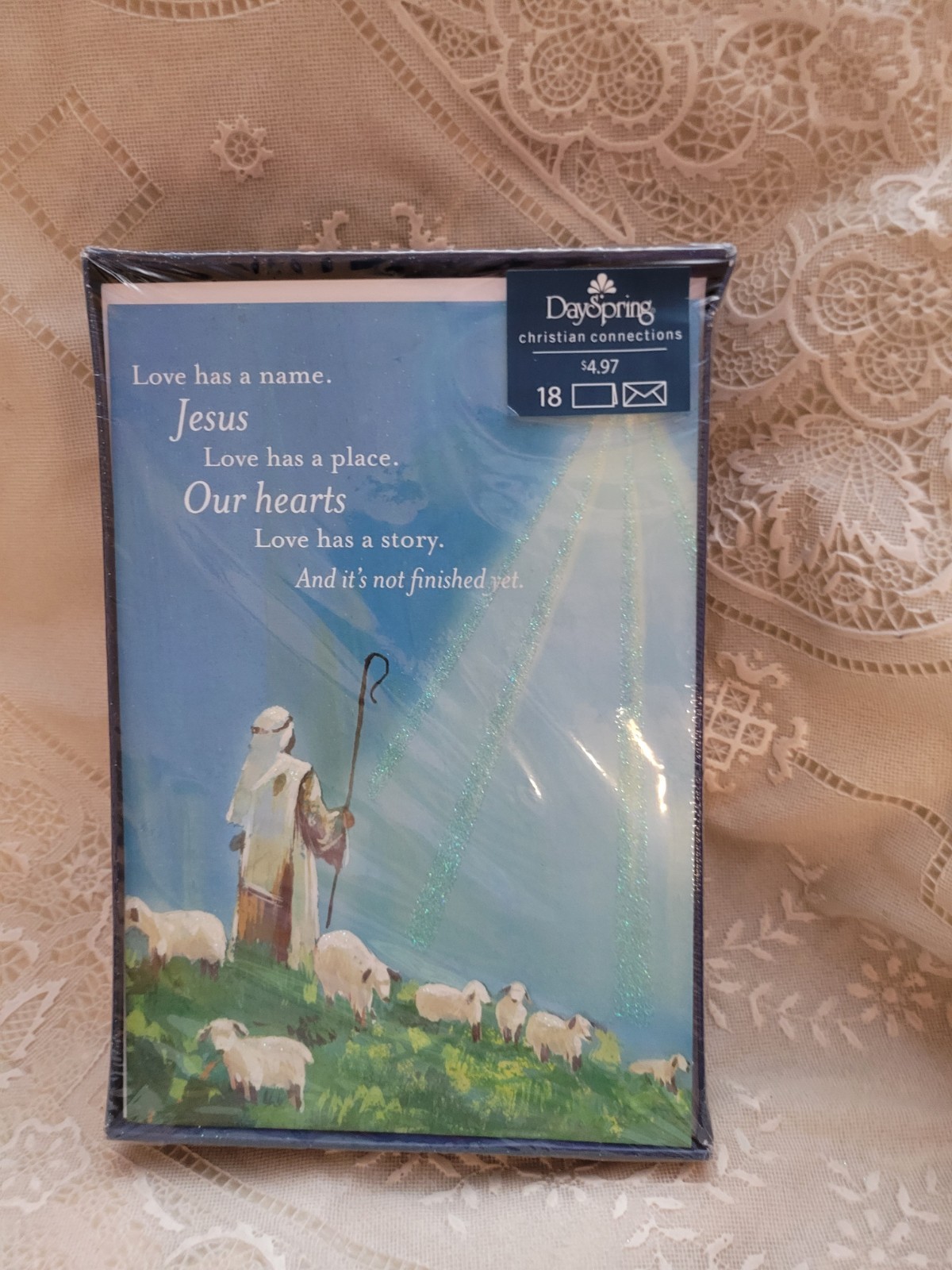 DaySpring Christmas Cards Boxed Set of 18 Jesus Shepherd Christian Glitter