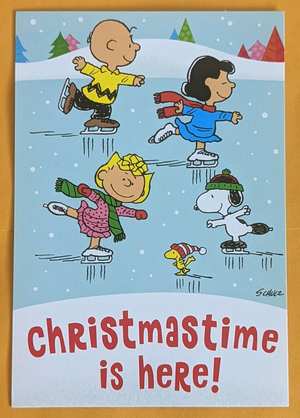 Peanuts “Snoopy & Friends” Merry Christmas Greeting Card (+Envelope 5×7″).