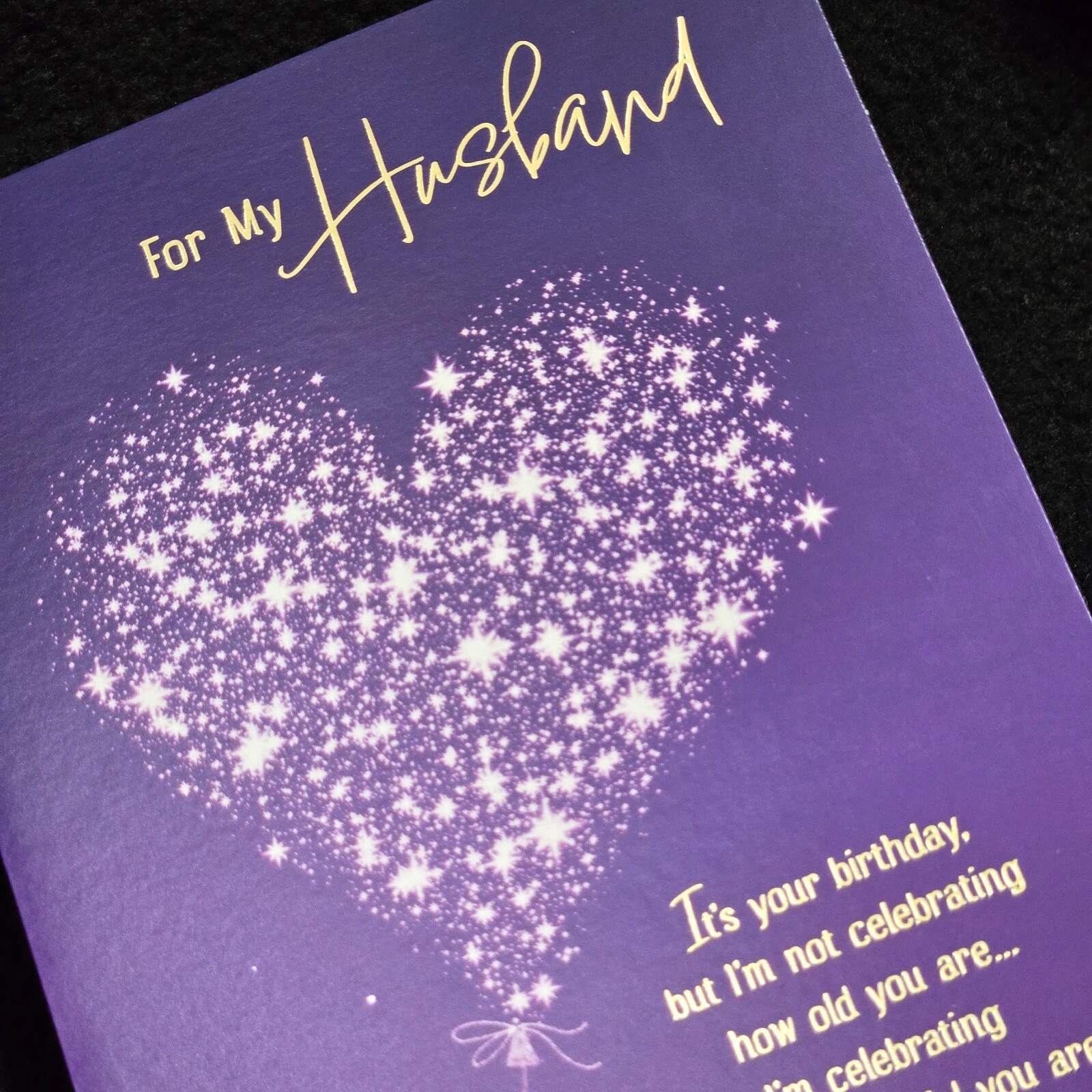 Birthday Card . To Husband . Stars . Heart . Love . with Envelope . Hallmark