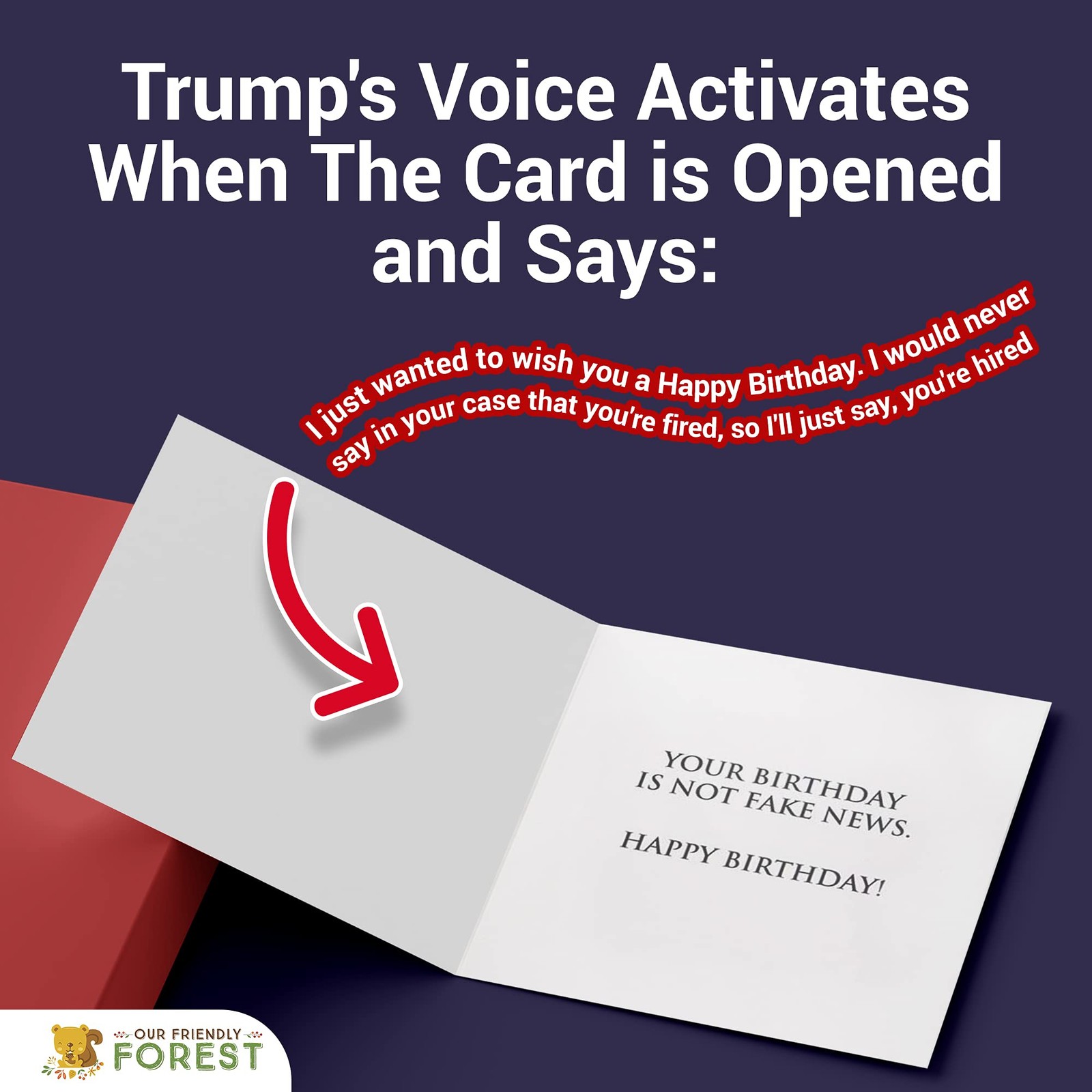 Donald Trump Talking Birthday Card with Sound — Funny Patriotic 1 Pack, Red