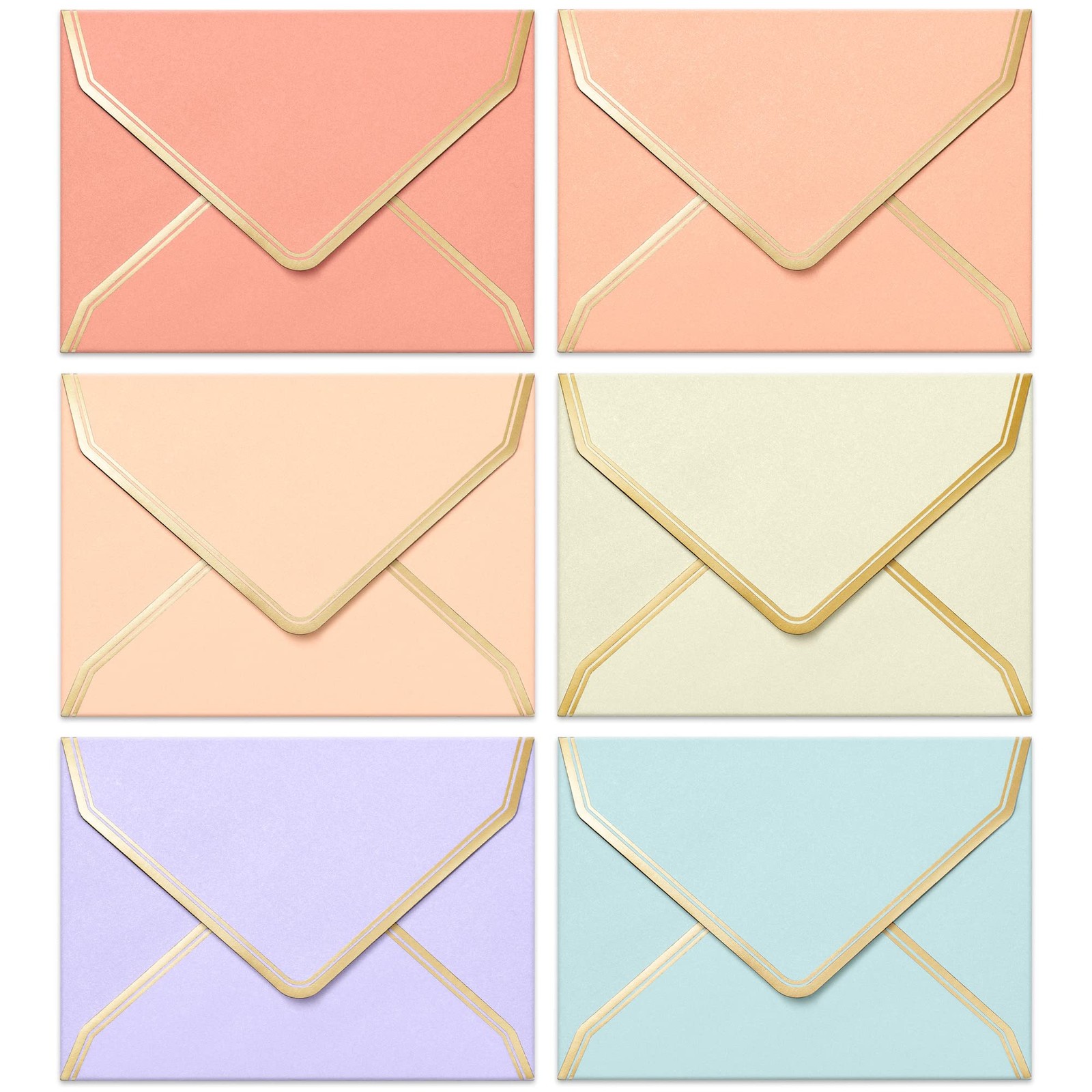 Invitation Envelopes 5×7 Inch Gold Foil Border A7 Pastel Colors 30 Pack