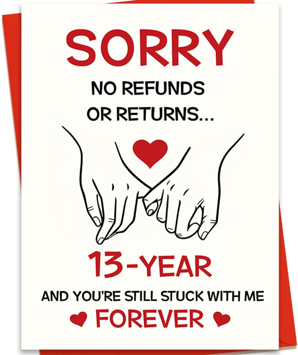 13Th Anniversary Card, 13 Year Anniversary Card for Him Her, Funny Romantic