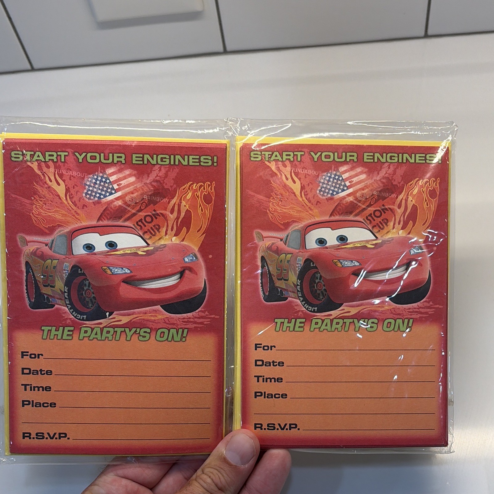 2 packs Hallmark Stationery Lightning McQueen Cars Party Invitations 8ct