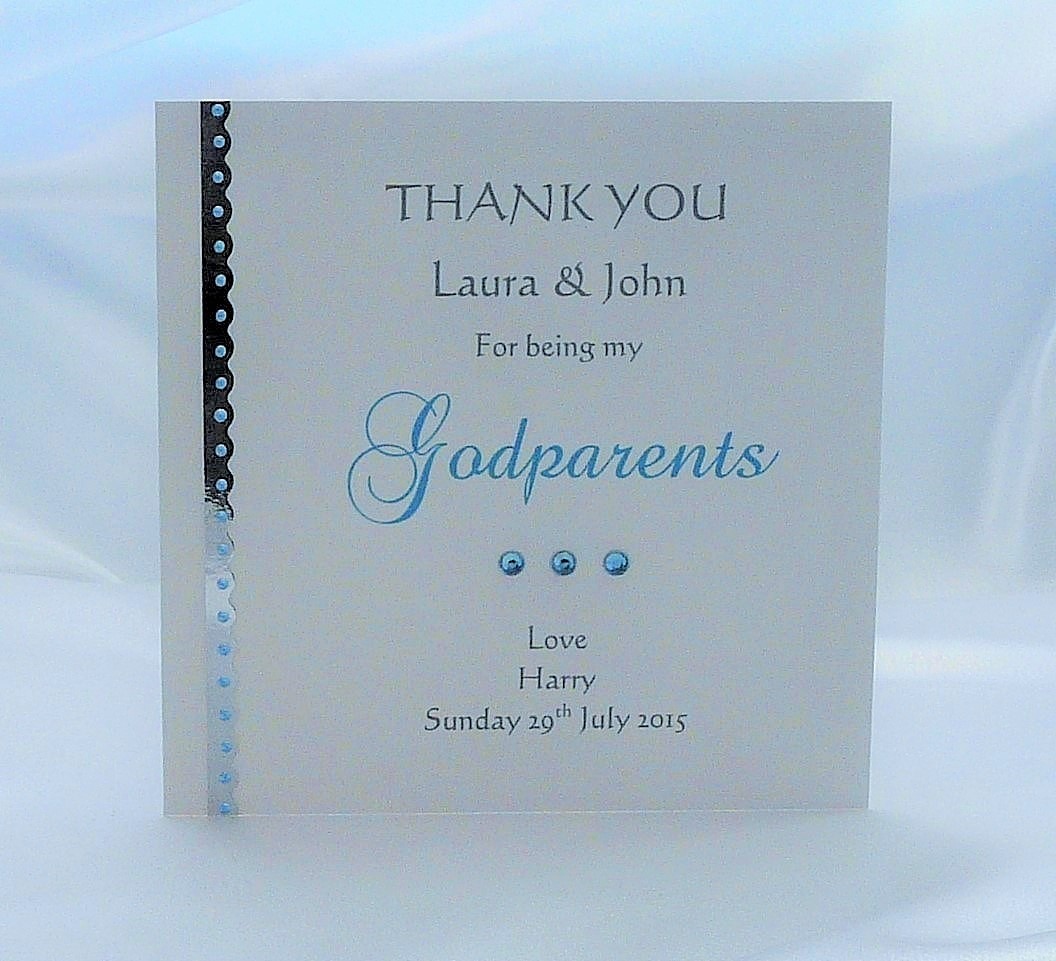 Personalised Thank you Godparents/Godmother/Godfather Pink/Blue Handmade