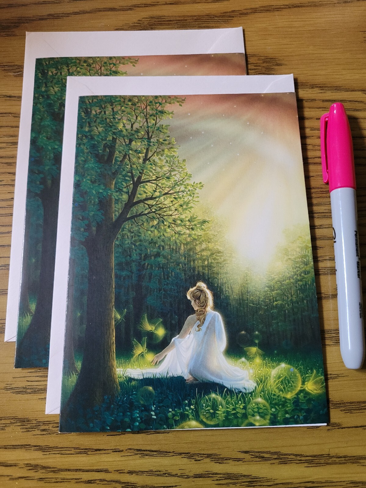Lot Of 2 Blank Greeting Cards Fairy Witch Nature Mystical Magical