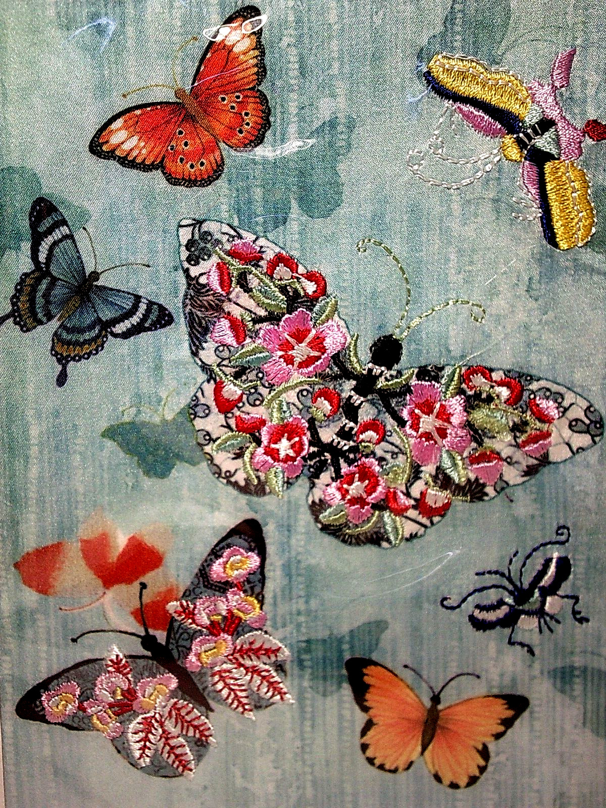 Papyrus Flower / Butterfly Birthday Card Embroidery Foil Floral Lot of 2 HTF