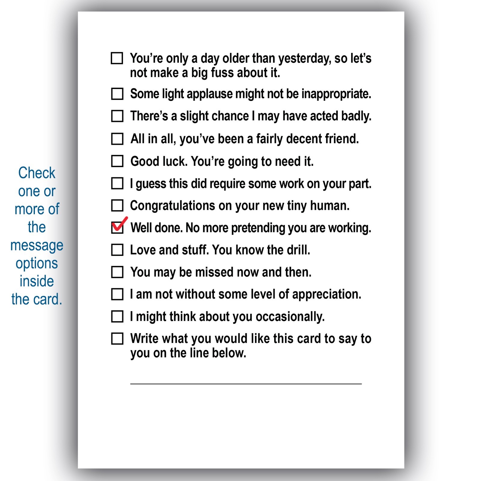 One Size Fits All Funny Sarcastic Multipurpose Greeting Card