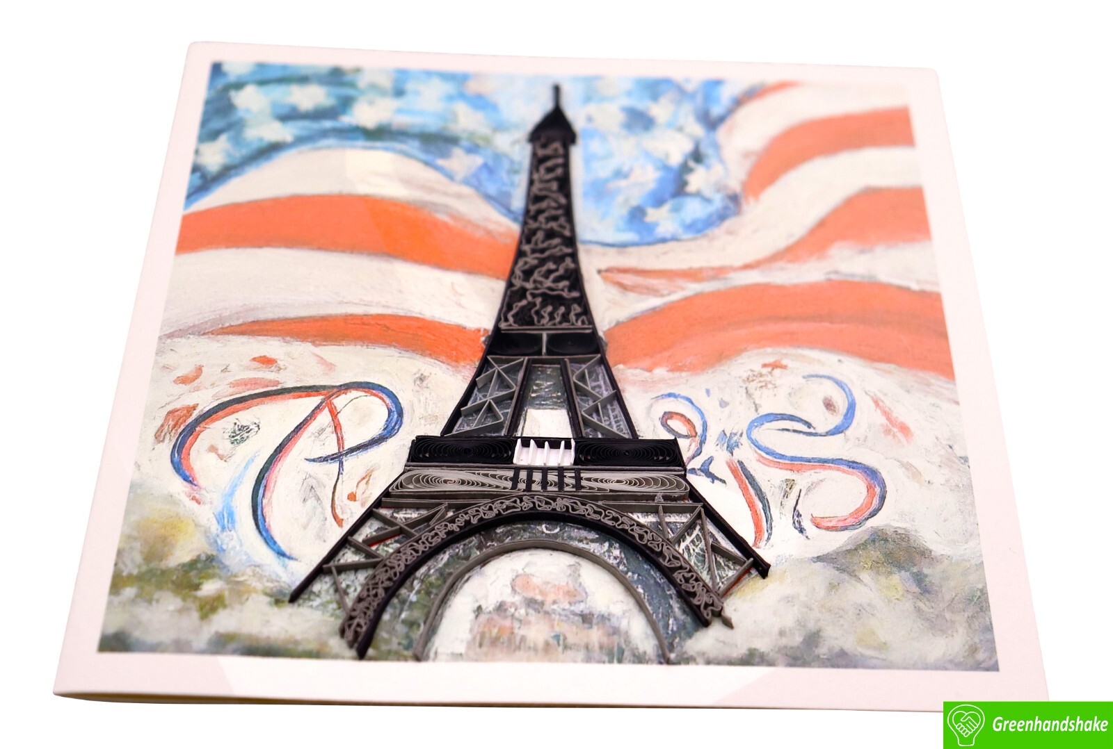 Stars & Stripes in Paris Quilling Greeting Card – Unique Dedicated Handmade Art