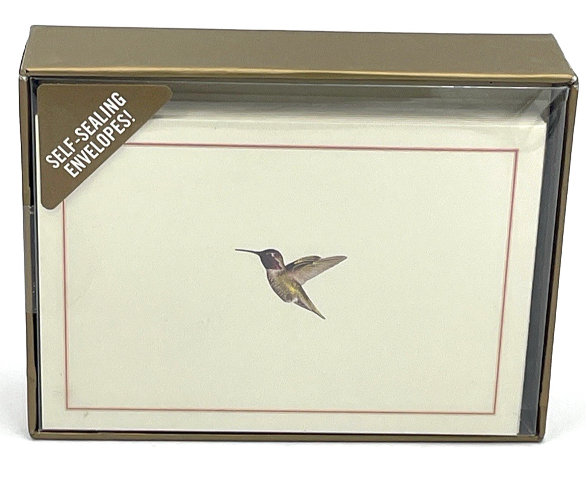 Peter Pauper Press Hummingbird Bird Note Cards 14ct NEW Open Box Gold Foil Set