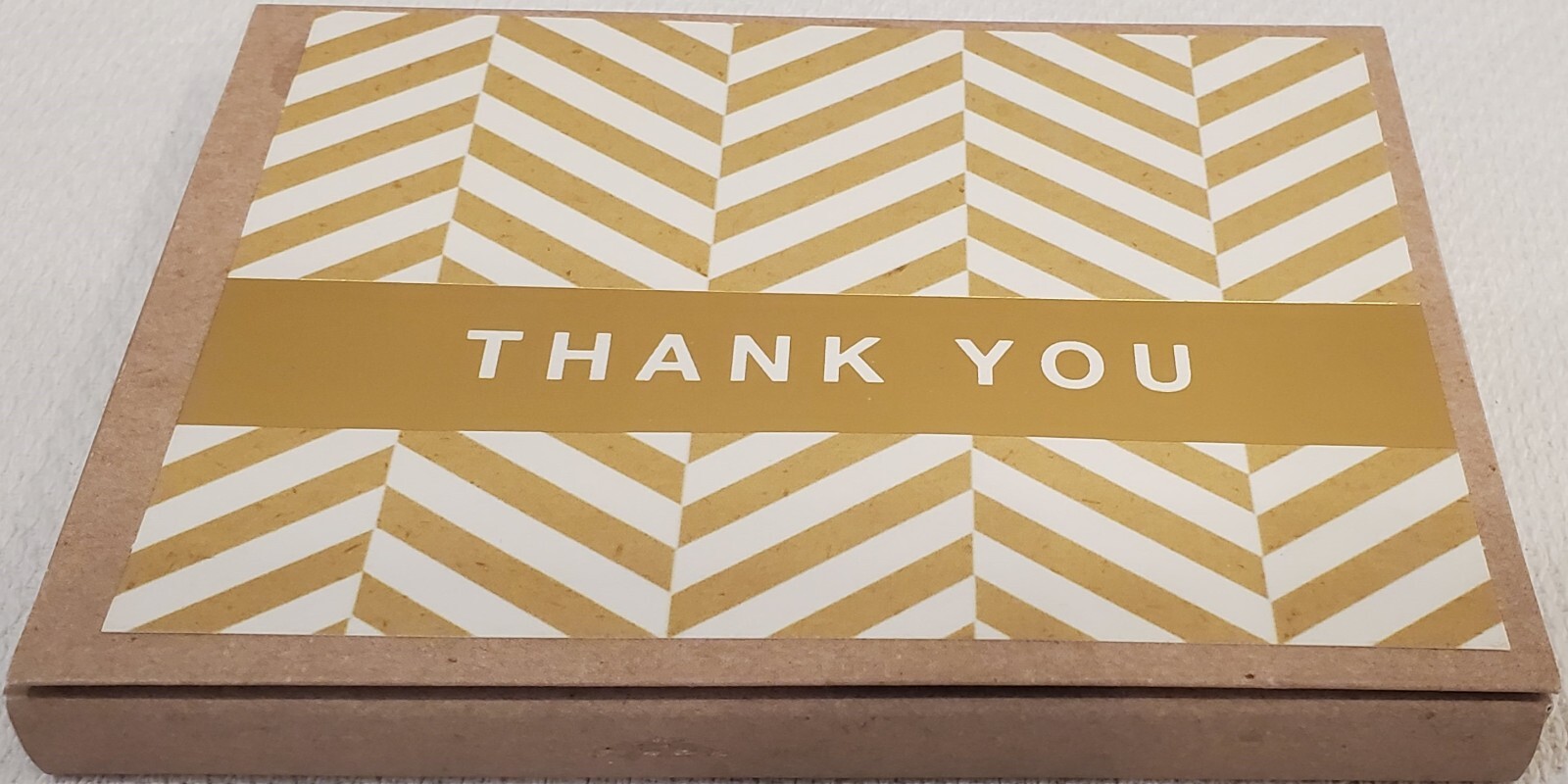NEW Hallmark – Gold and White Chevron Thank You Note Cards (10 Cards/Envelopes) 