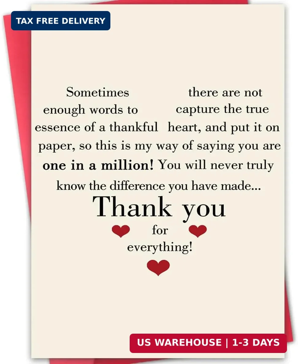 Thank You Card with Envelope, Gratitude Card,Thoughtful Appreciation Gift for Fr