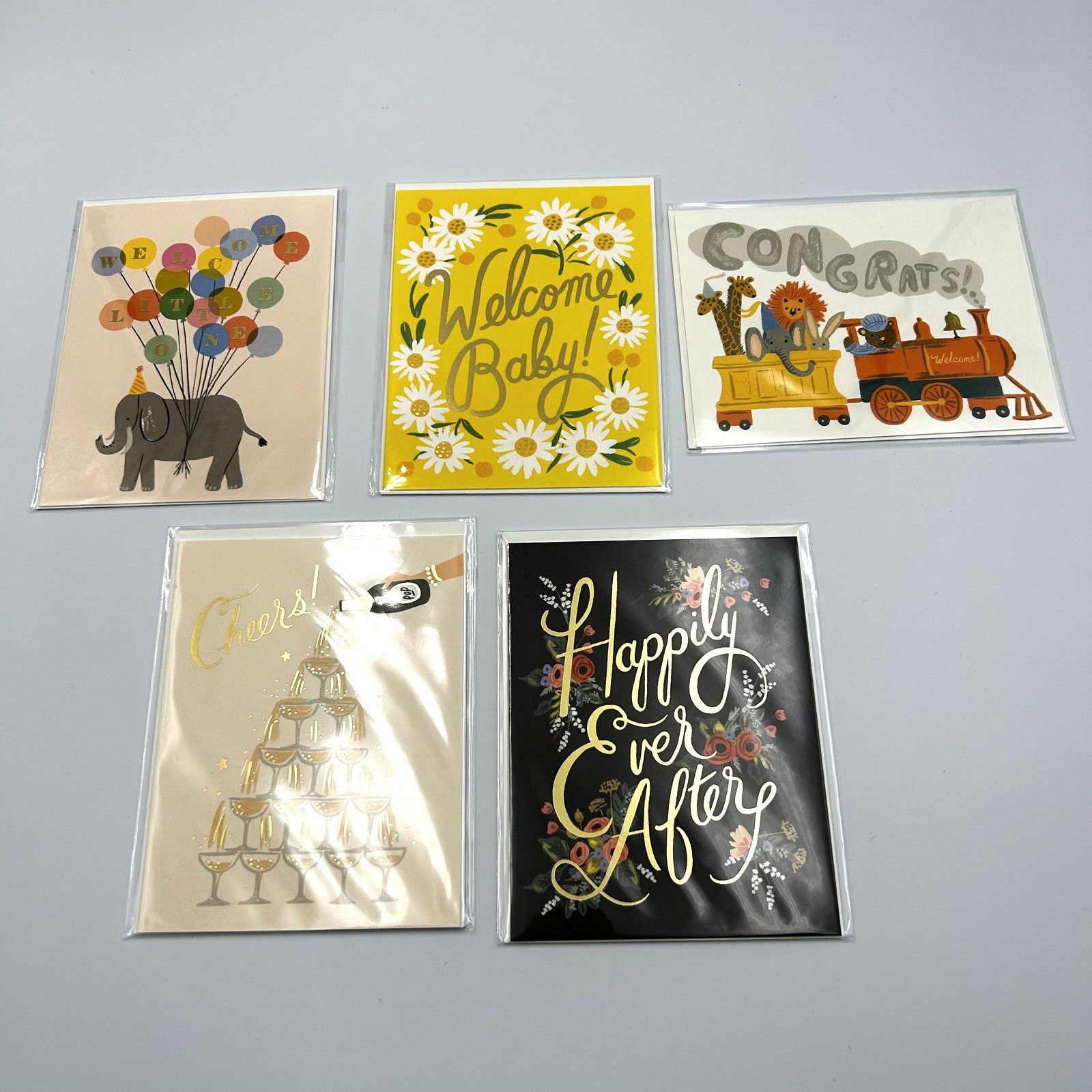 Rifle Paper Co. Greeting Cards & Envelopes NEW Lot of 5 Wedding Baby Congrats