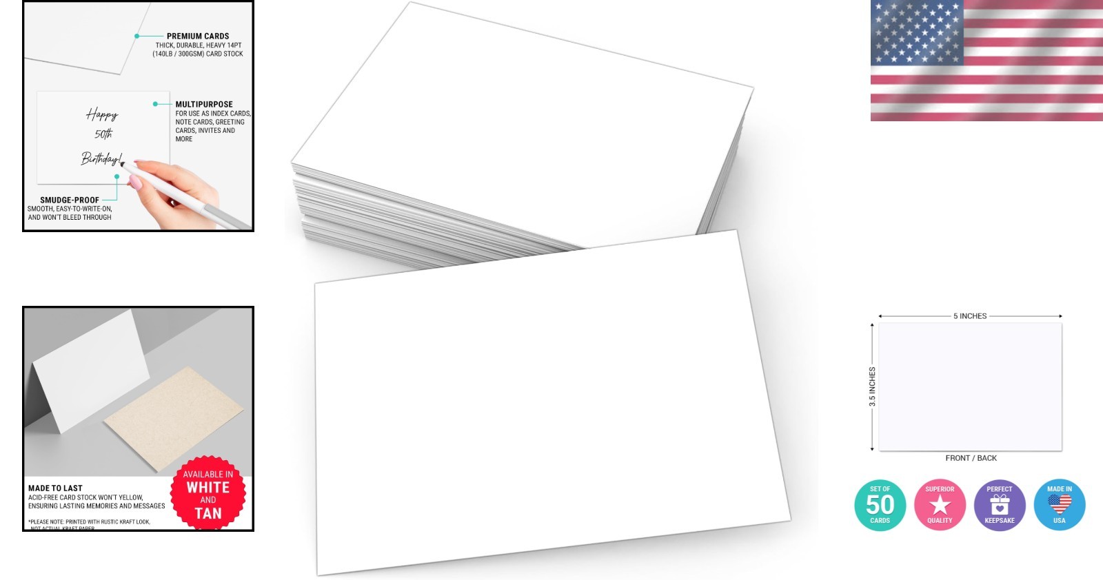 Thick Cardstock Note Cards 3.5×5 – Perfect for Writing & Stamping