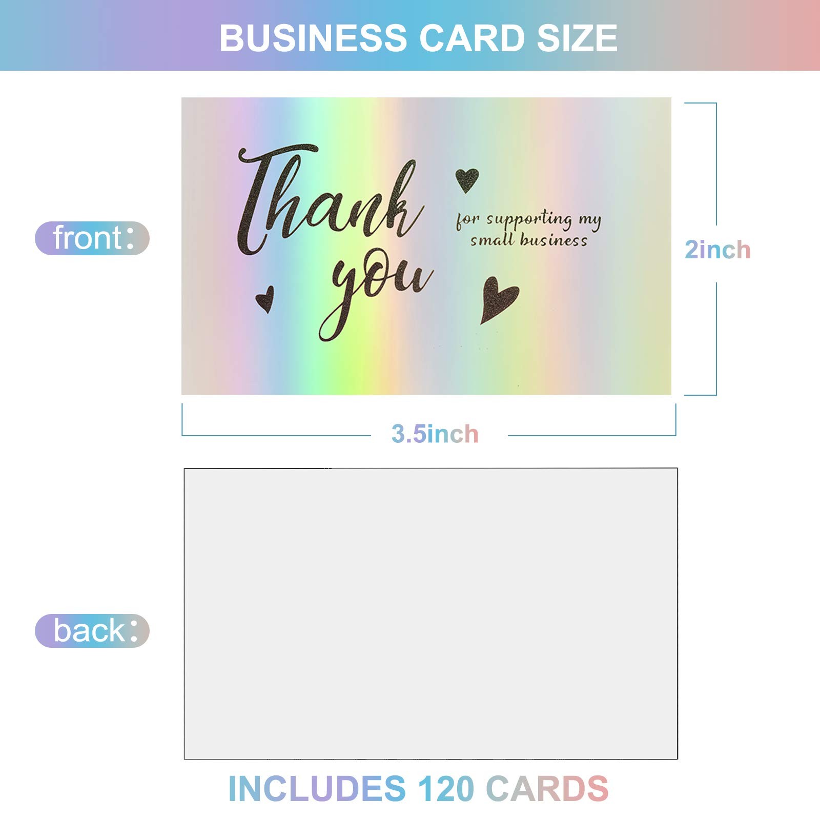FZR Legend 120Pcs Thank You Cards Small Business, Mini 6 2×3.5 Inch, Silver