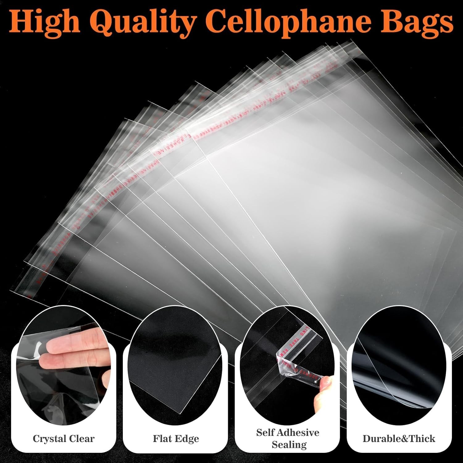 200Pcs 5-1/2 x 7-1/2 Inch Thick Greeting Card Clear Plastic Sleeves Self Seal…
