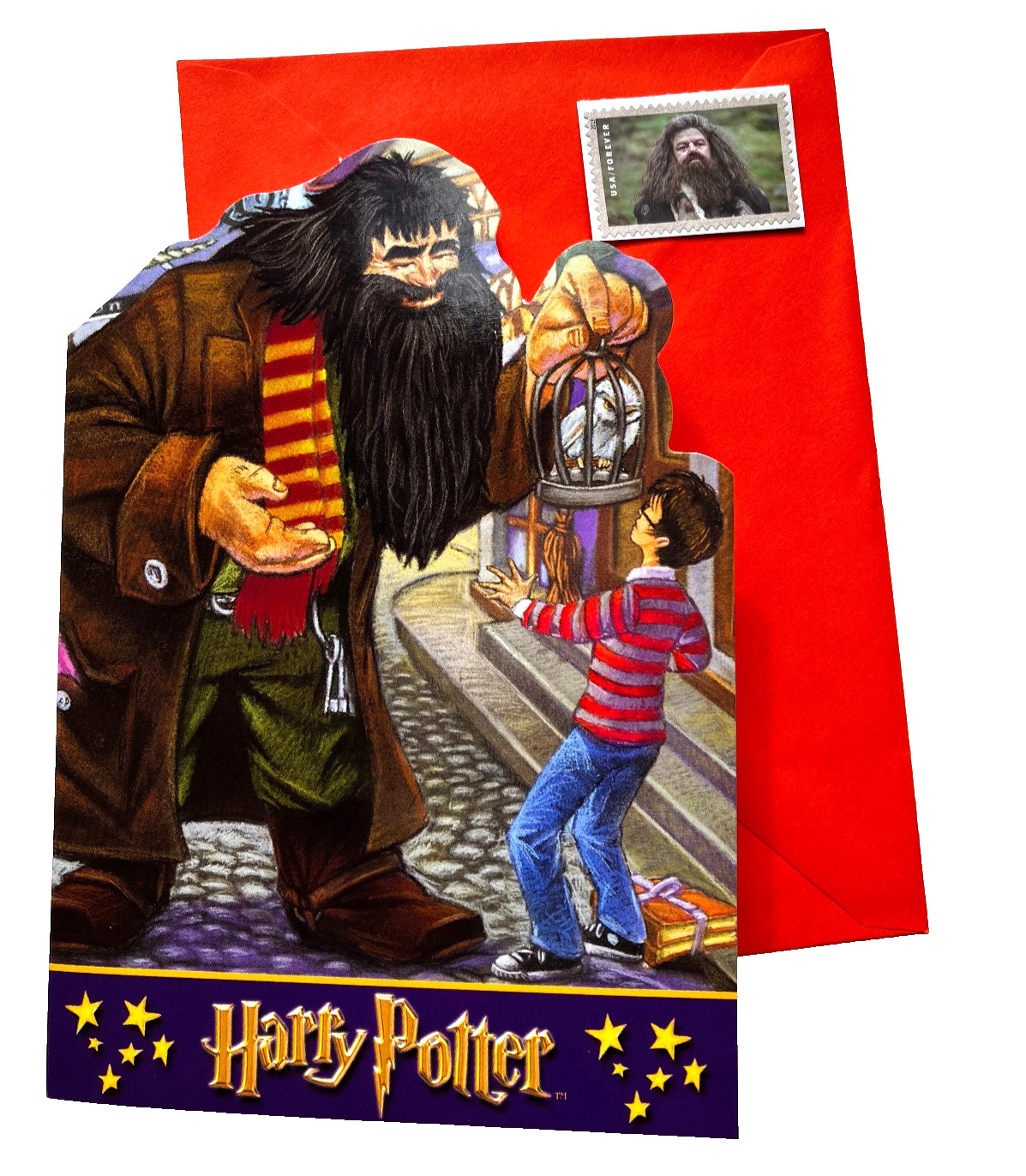 Vintage HAGRID’S GIFT Birthday Card (Harry Potter) England + USPS Stamp RARE