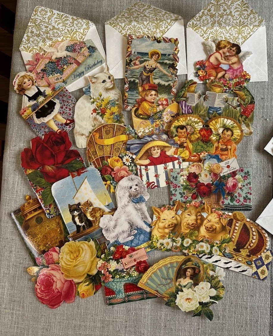 Vintage Style Ephemera Greeting Card Set 20 Cards Lined Envelopes Victorian