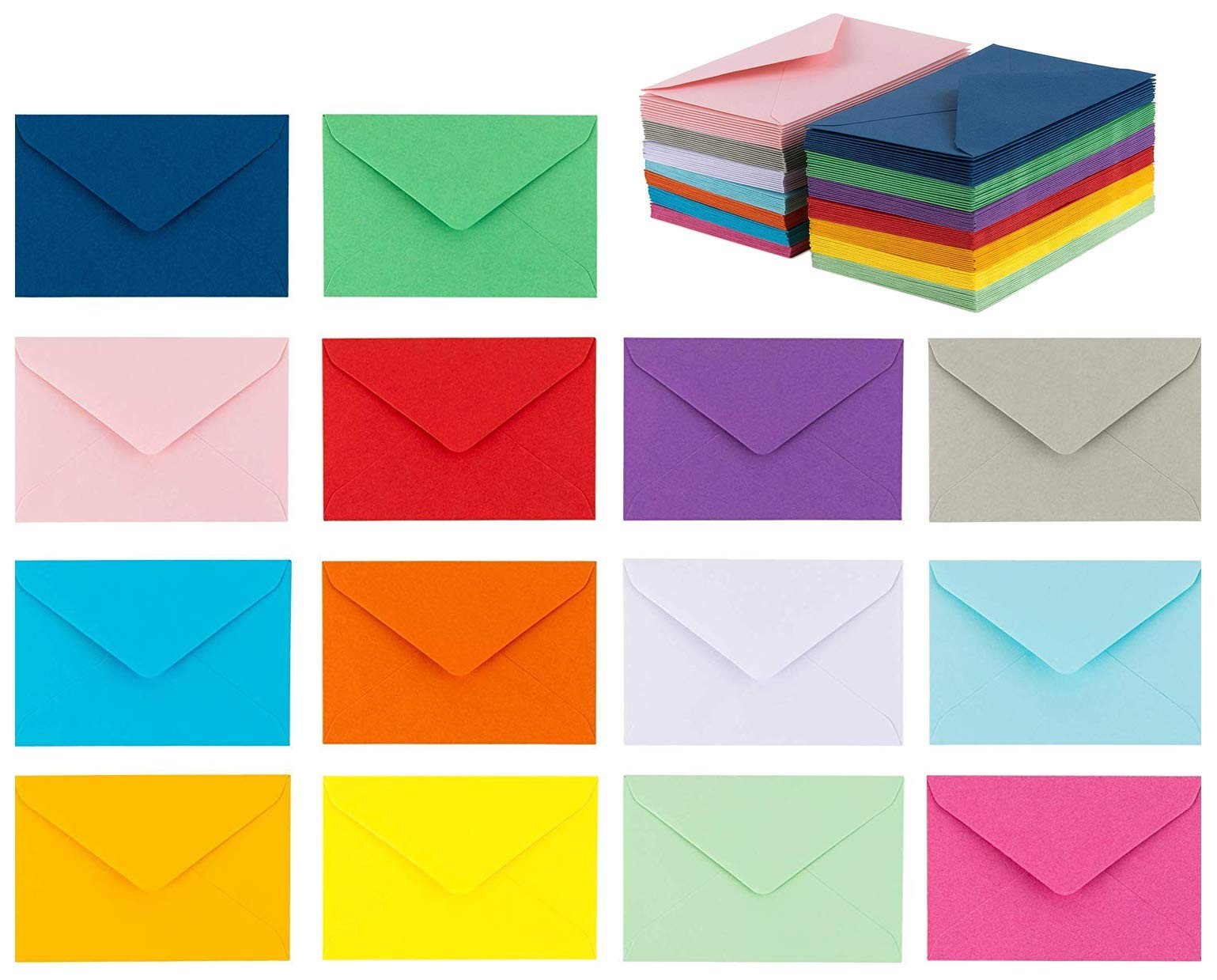 Mini Envelopes 140 Pcs, 4″x2.7″, Gift Card Size, 14 Colors Multicolor