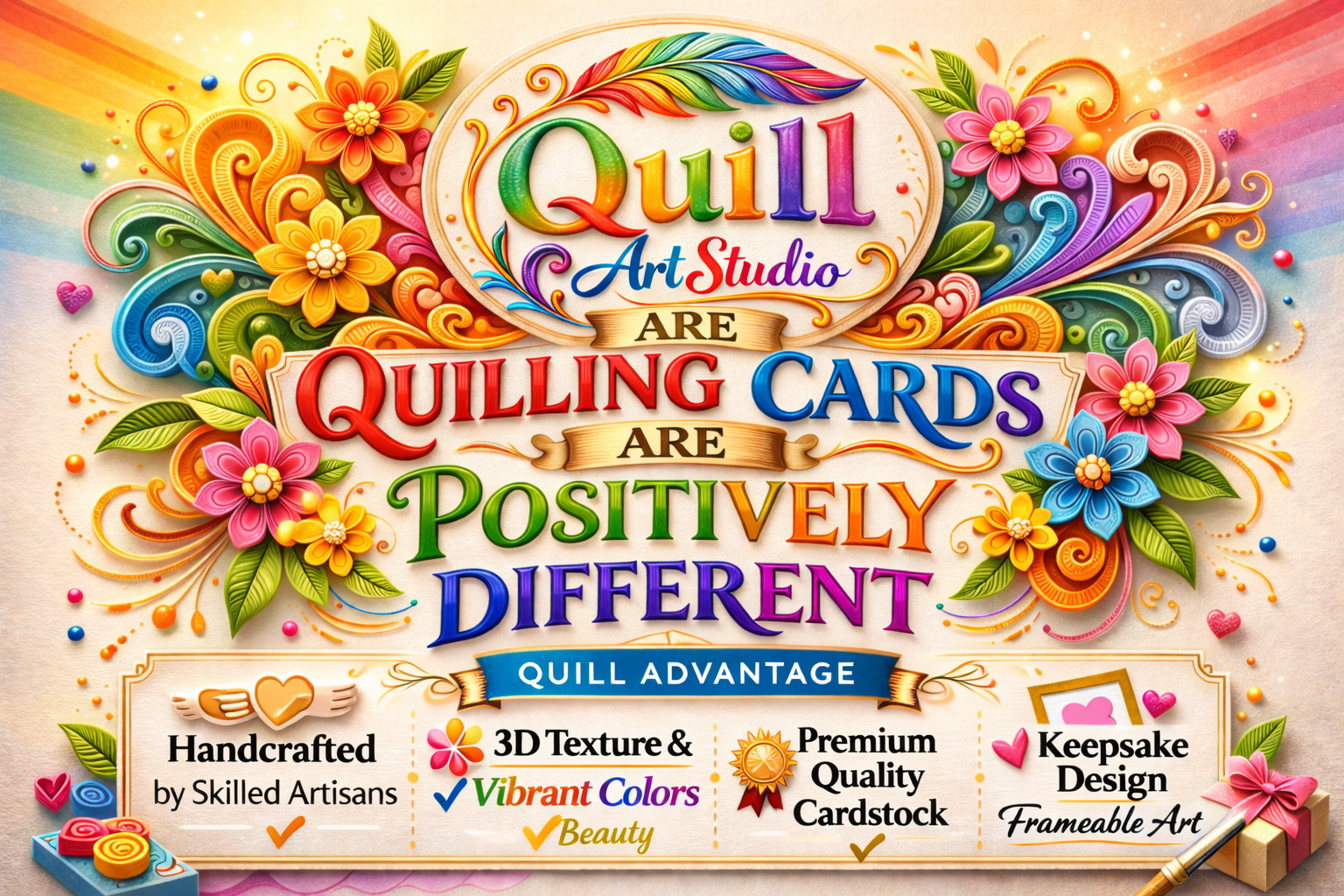 Quilled Birthday Card | Floral Bouquet Design | Handmade 3D Paper Greeting Card