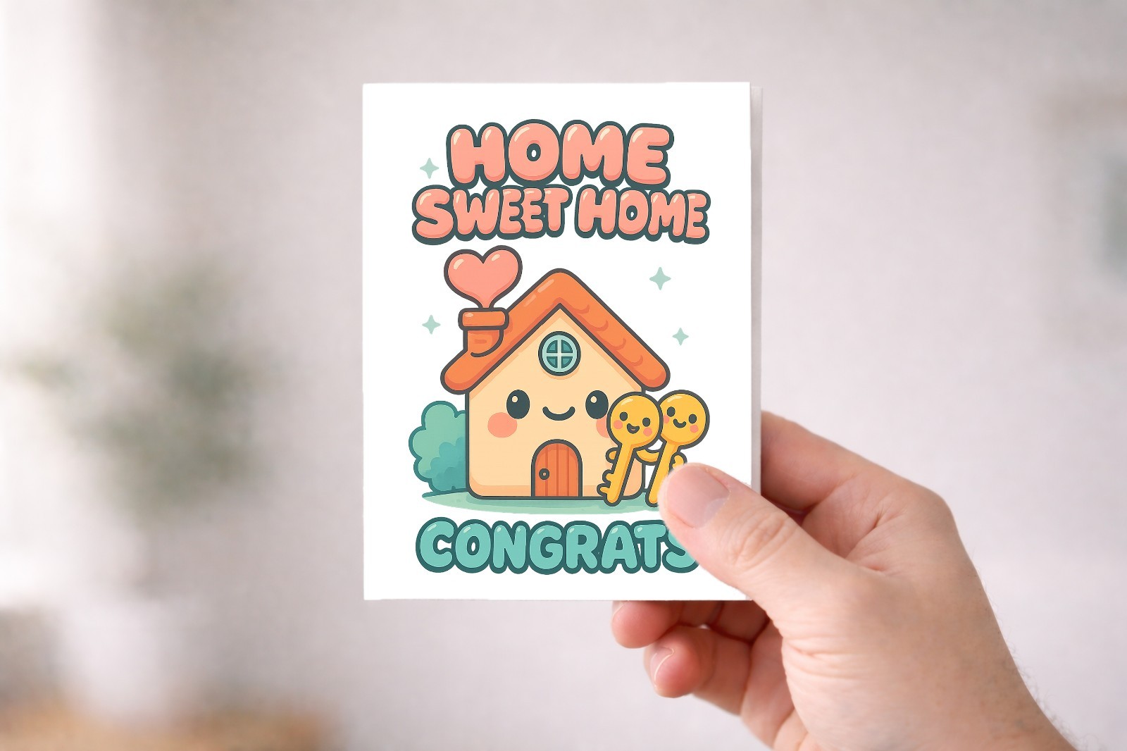New Home Card “Home Sweet Home” – Congratulations Housewarming Greeting Card