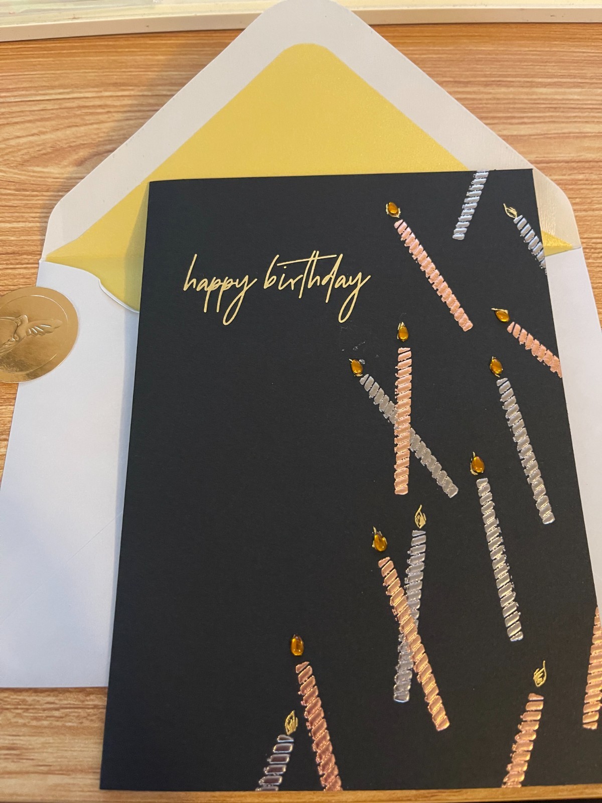 Papyrus Happy Birthday Greeting Card Foil Beaded Candles 🕯️