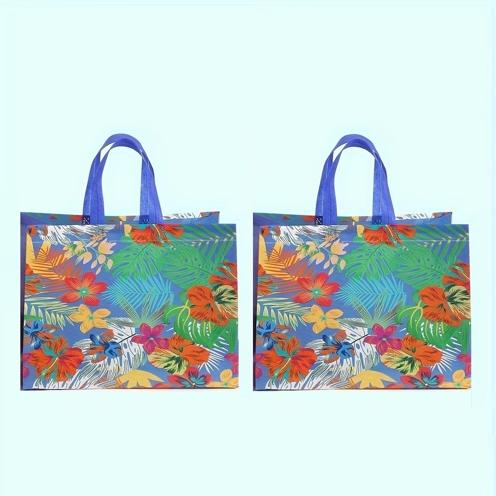 Hawaiian Flowers Summer Palm Leaves Festive Beach 13″x13″ Theme Bags
