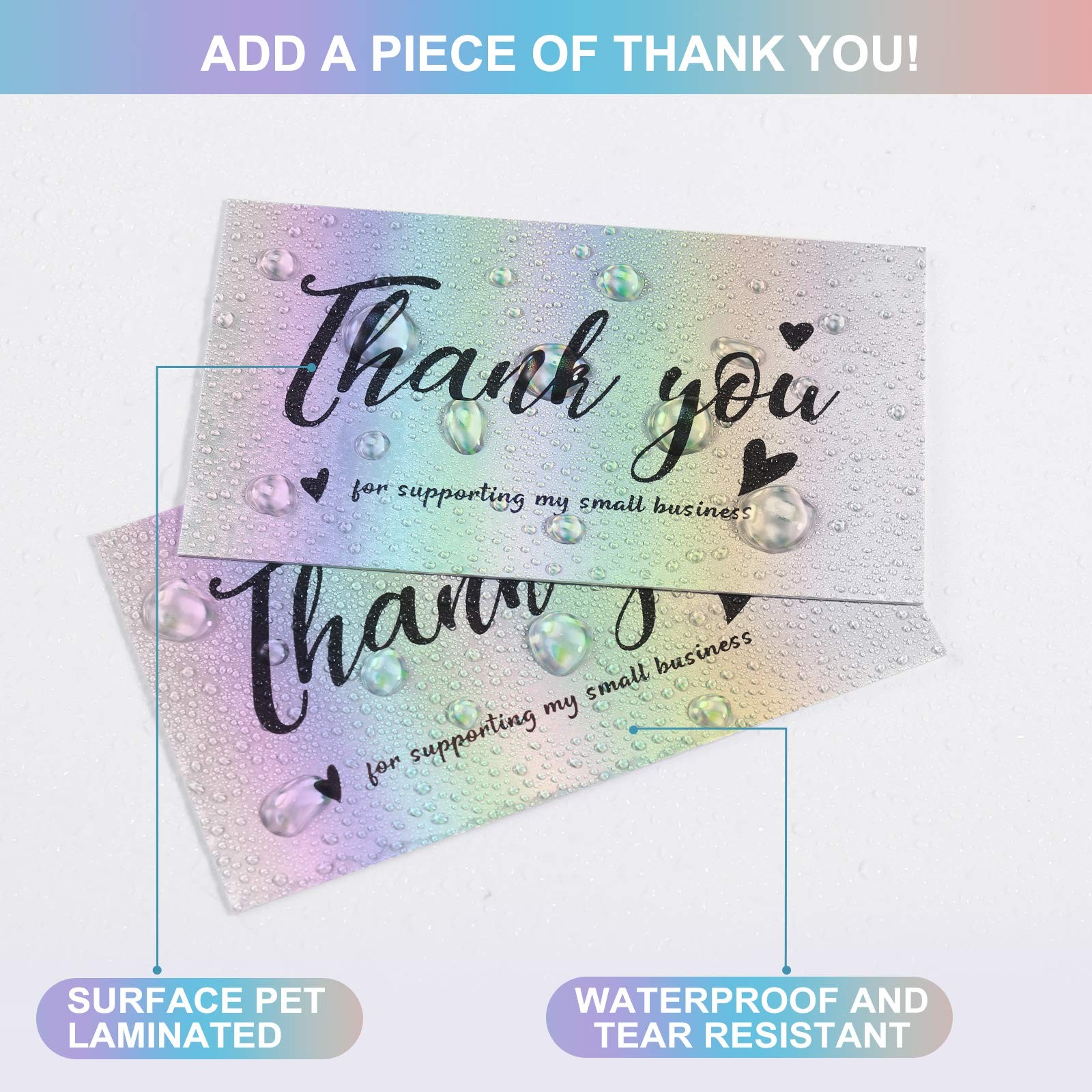 FZR Legend 120Pcs Thank You Cards Small Business, Mini 6 2×3.5 Inch, Silver