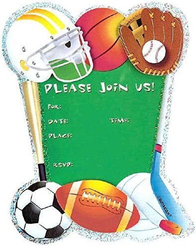 Game Day All Star Theme Sports Banquet Party Novelty Invitations w/Envelopes