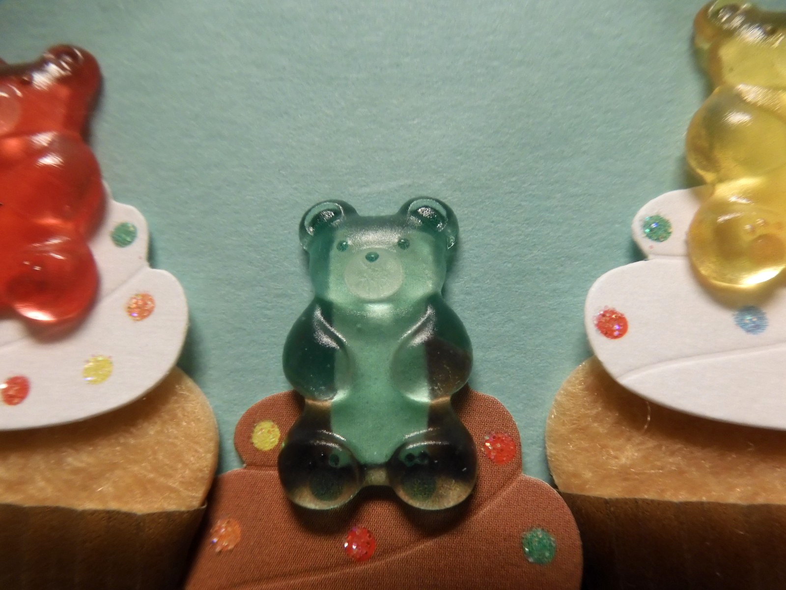 2 Cards Niquea.D High Quality Birthday Cards Gummy Bear Let There Be Cupcakes