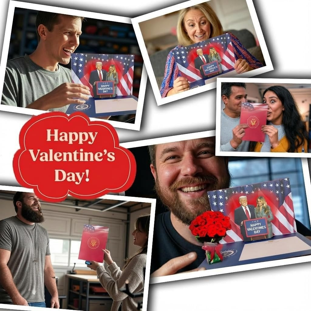 Trump Valentine’S Day Talking Pop up Card with Light & Sound – Presidential