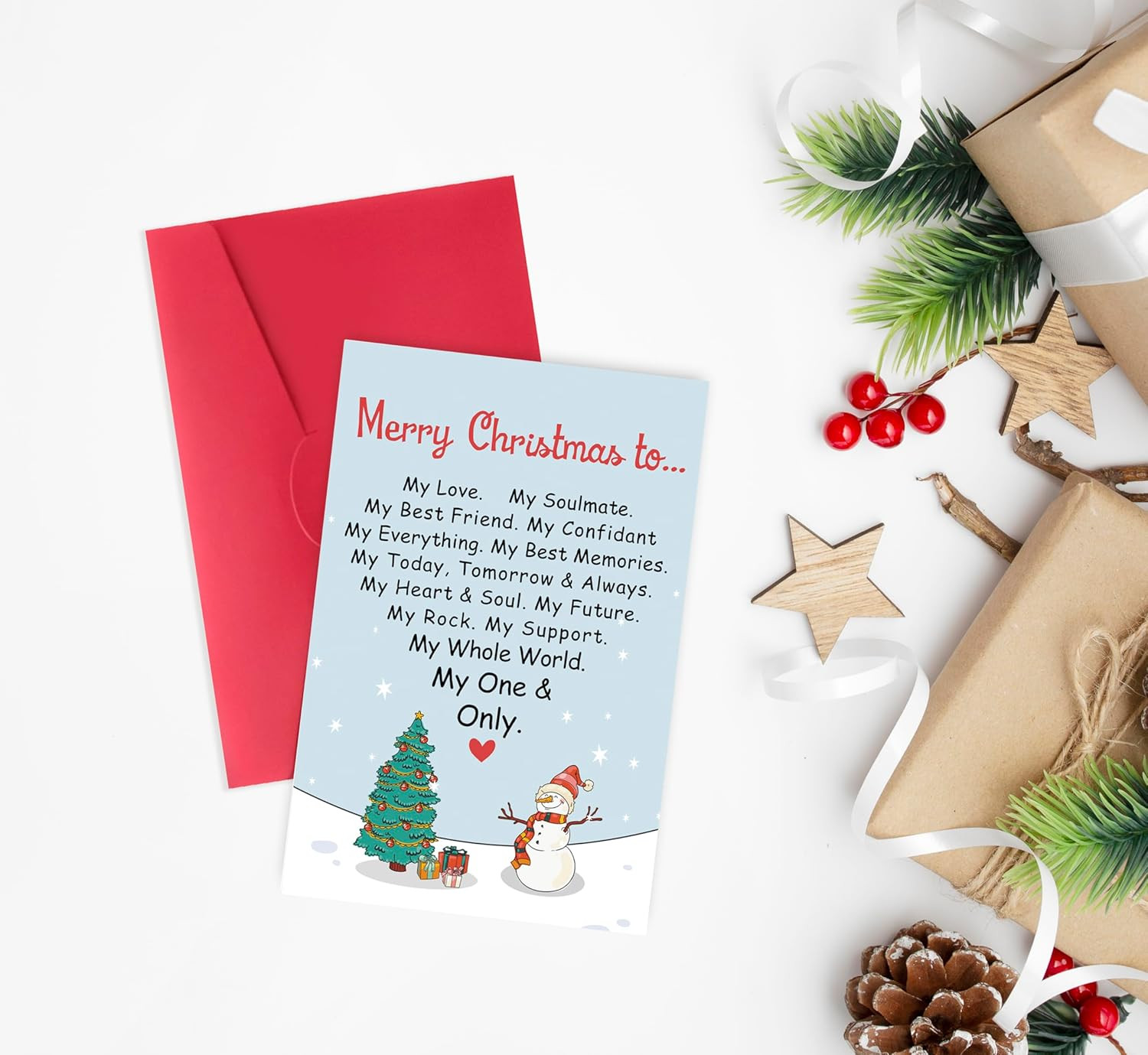 Merry Christmas Card for Boyfriend Husband, Romantic Christmas Card Gift for Wif