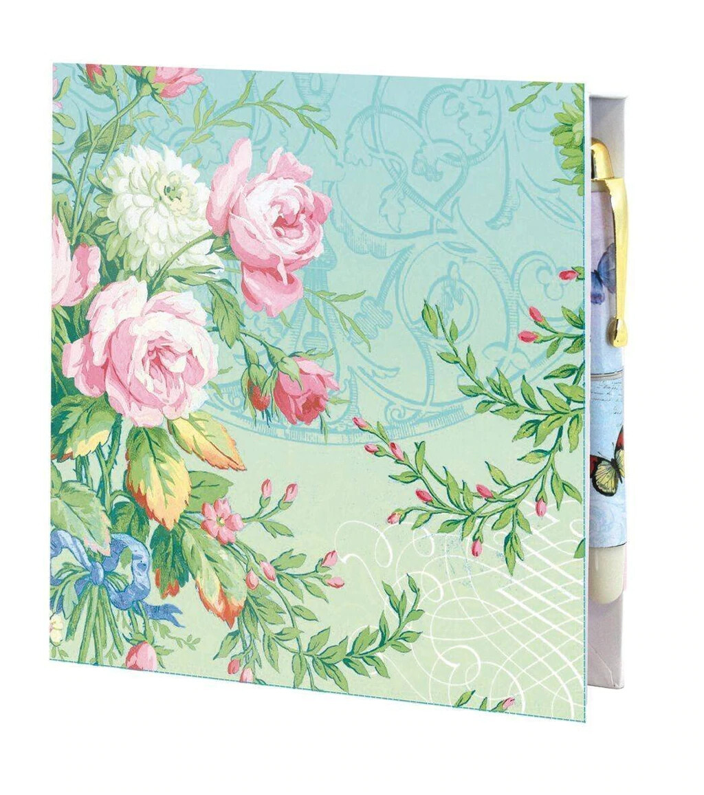 Carol Wilson Hardcover Memo Pad Notepad Stationery Pen 150 Sheets Roses Floral