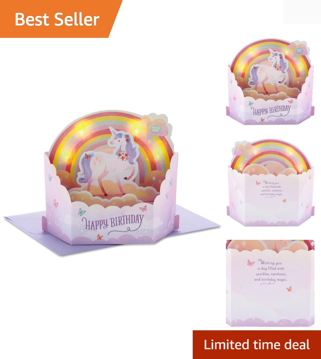 Unique 3D Pop-Up Card with Unicorns and Music – Perfect Gift for Birthdays