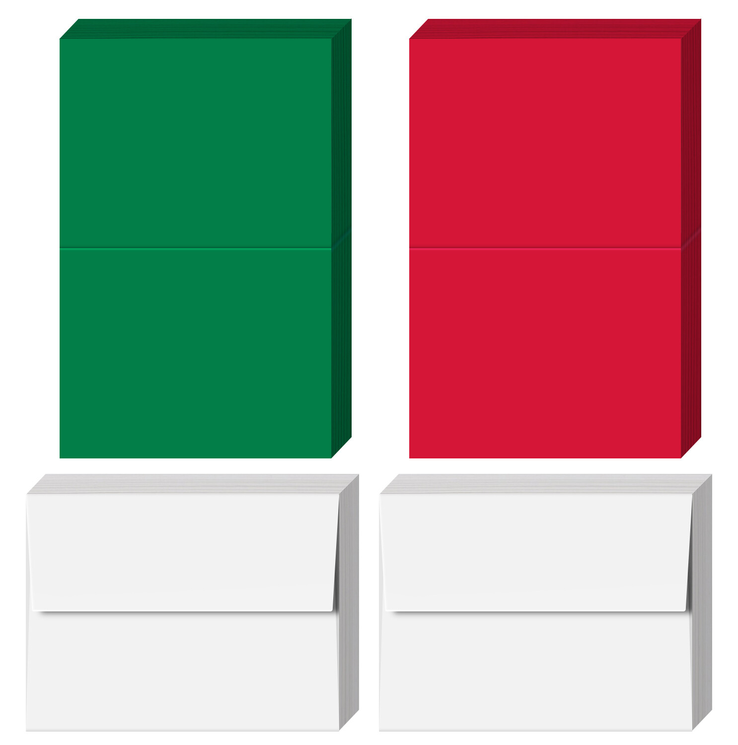 A7 Blank Holiday Christmas Greeting Cards (25 Red, 25 Green, 50 White Envelopes)