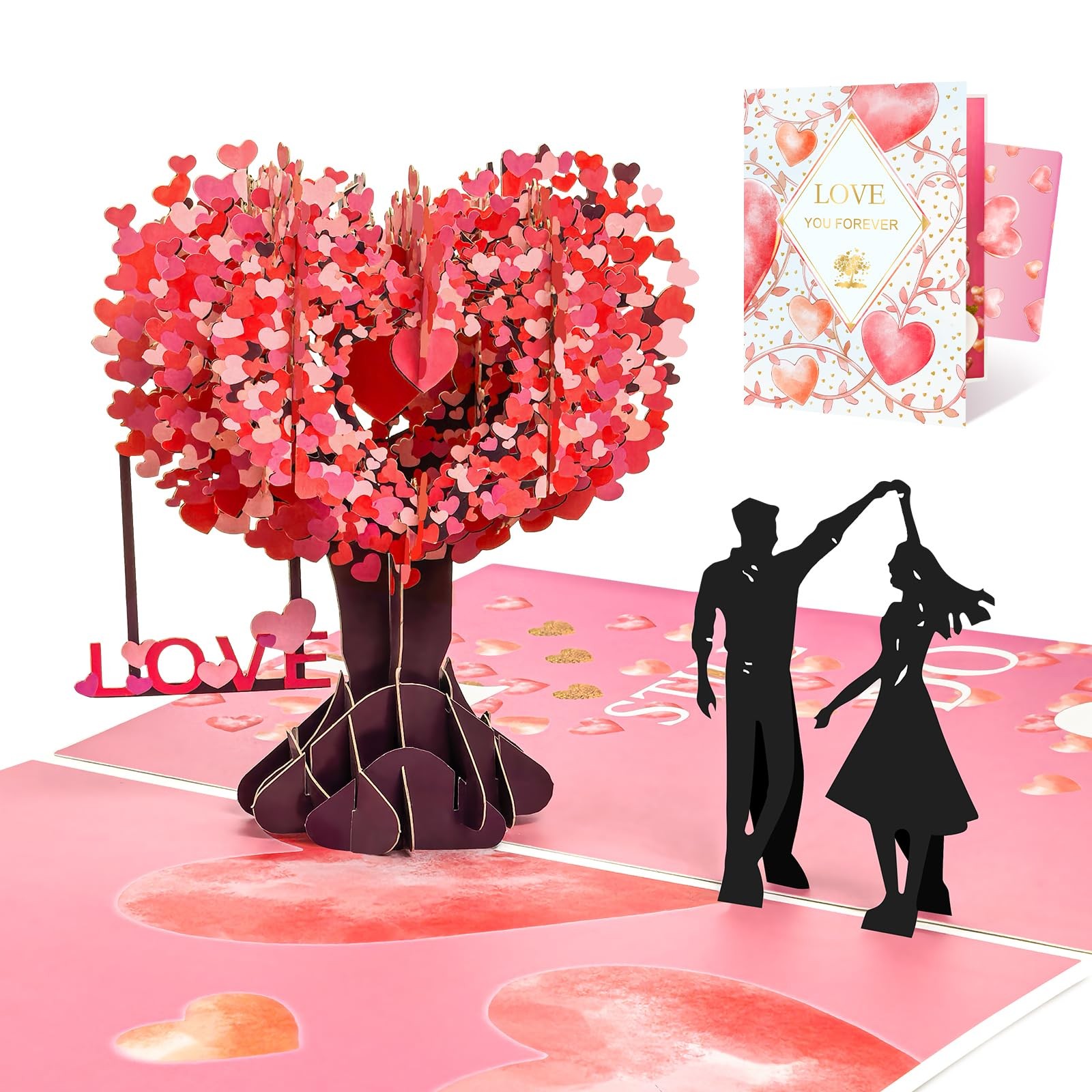3D Pop Up Anniversary Card Love Tree Hearts Couple Wedding Valentines Birthday