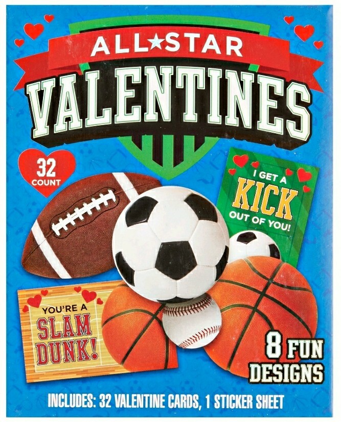 32 ALL STAR VALENTINES (8 fun Designs) Baseball, football, soccer, basketball!