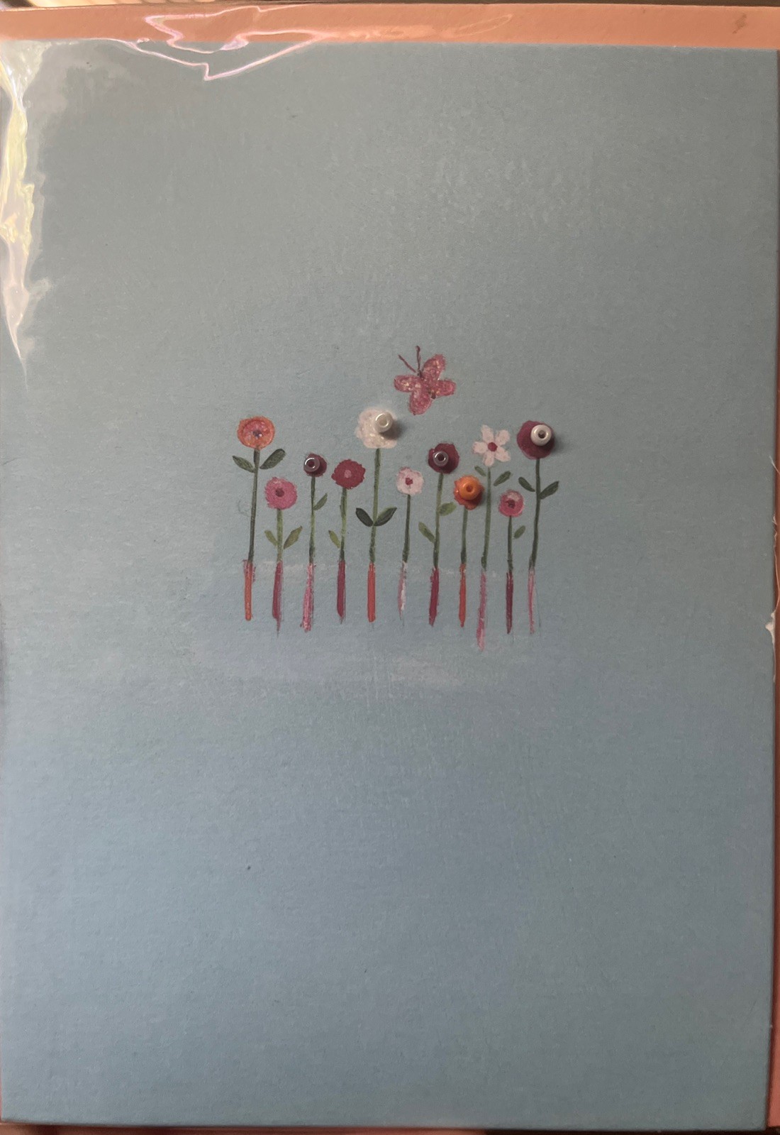 Papyrus~Beaded Poppy Flower Card~Blank