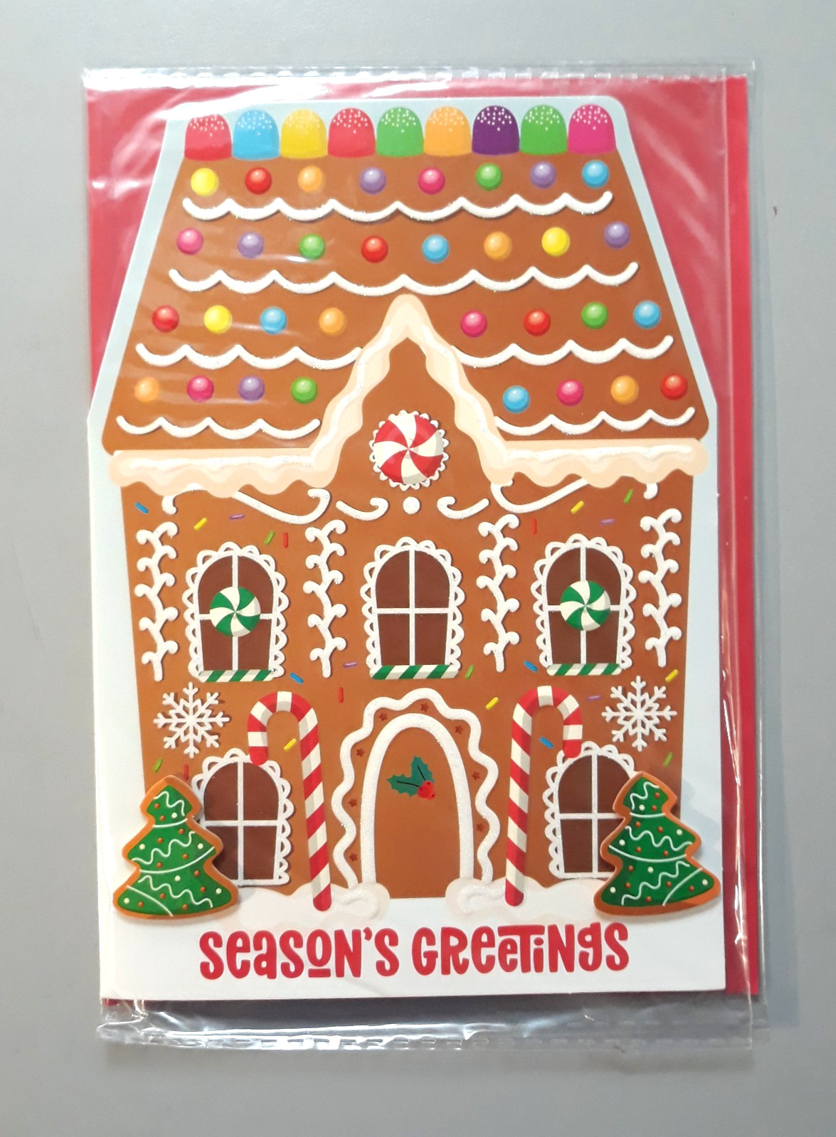 Greeting Card & Envelope Christmas Season’s Greetings Gingerbread House Voila