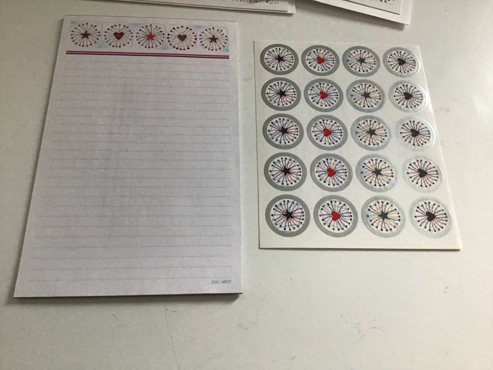 5 Patriotic Veterans Floral + 5 Red, White & Blue Hearts Cards w/ 10 Envelopes