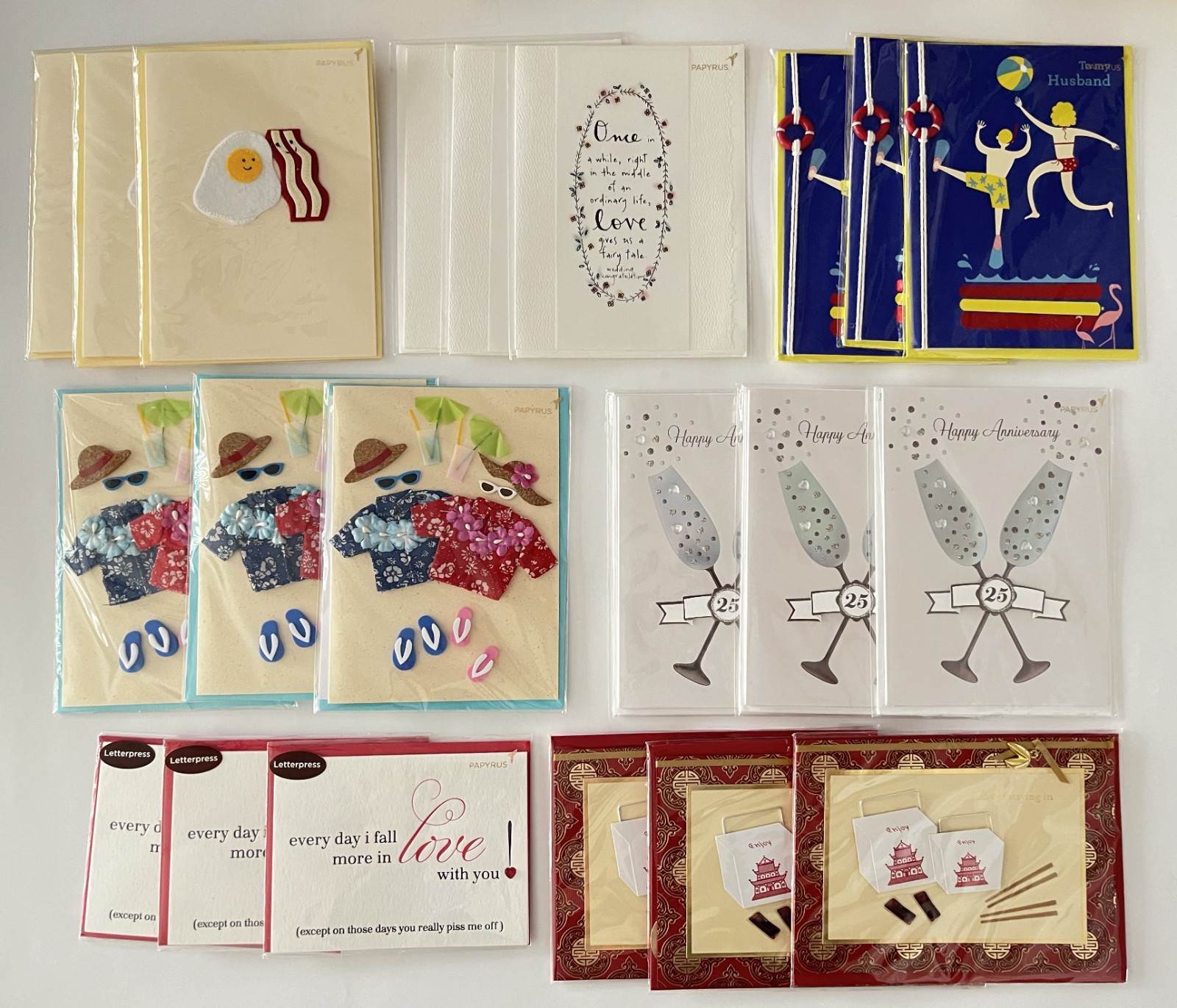 NEW LOT OF 21 PAPYRUS ANNIVERSARY WEDDING CONGRATULATION CARDS $163.95 VALUE