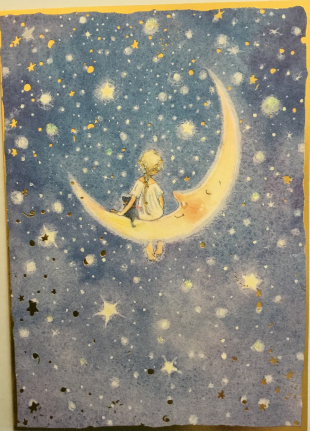 NIQUEA.D- Birthday- Girl On Crescent Moon- Foil-SRP 7.95- By Creators of Papyrus