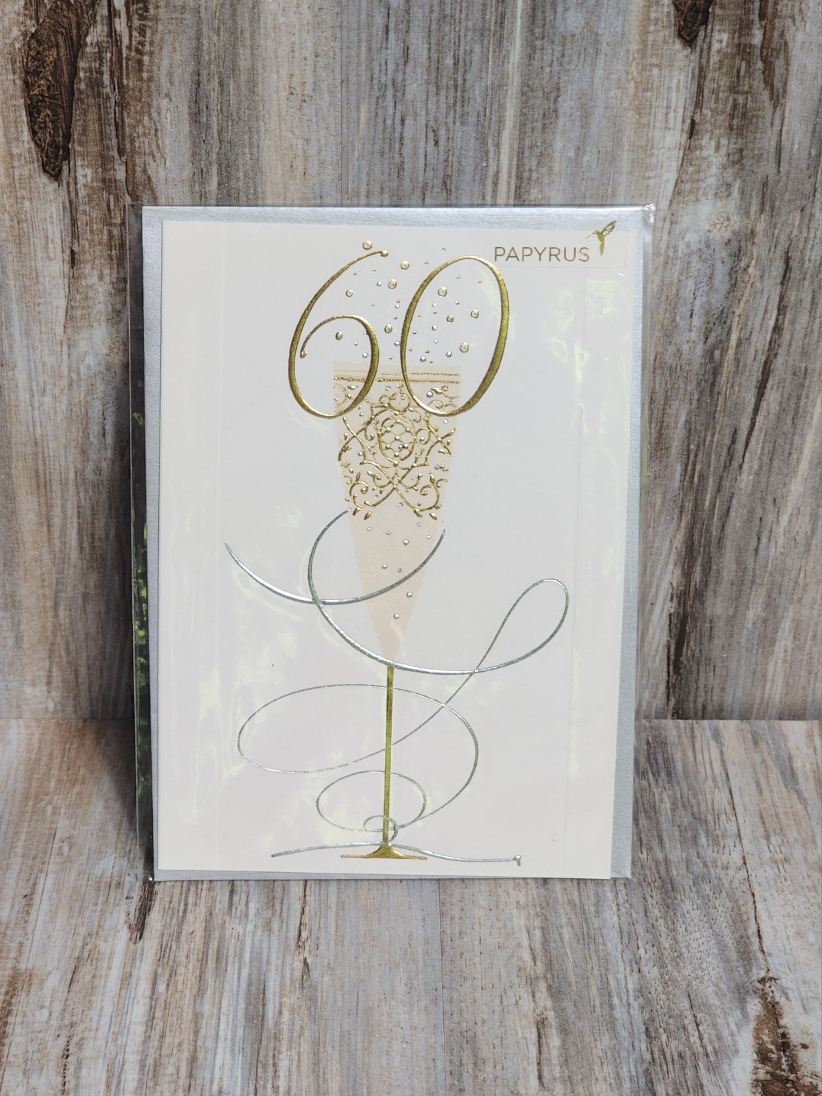 Papyrus RARE Turnowsky Embossed Beaded GOLD Silver Trim Happy 60th Bday Card
