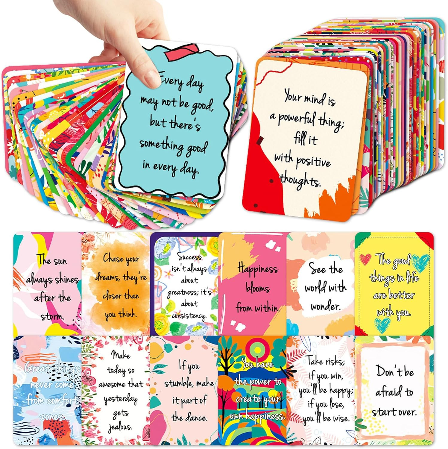 50 Pcs Motivational Cards, 2.52 * 3.5 Inch Inspirational Positive Affirmations C