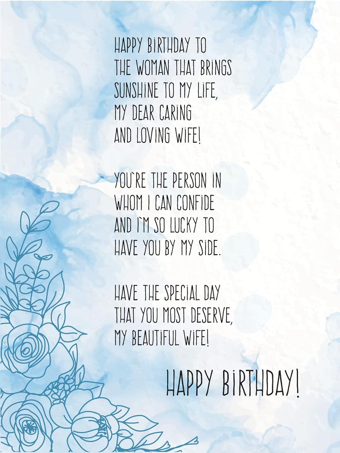 Happy Birthday Card for Wife – | Made from Real Bamboo | 5″ X 7″ – 1 Pack | Lase