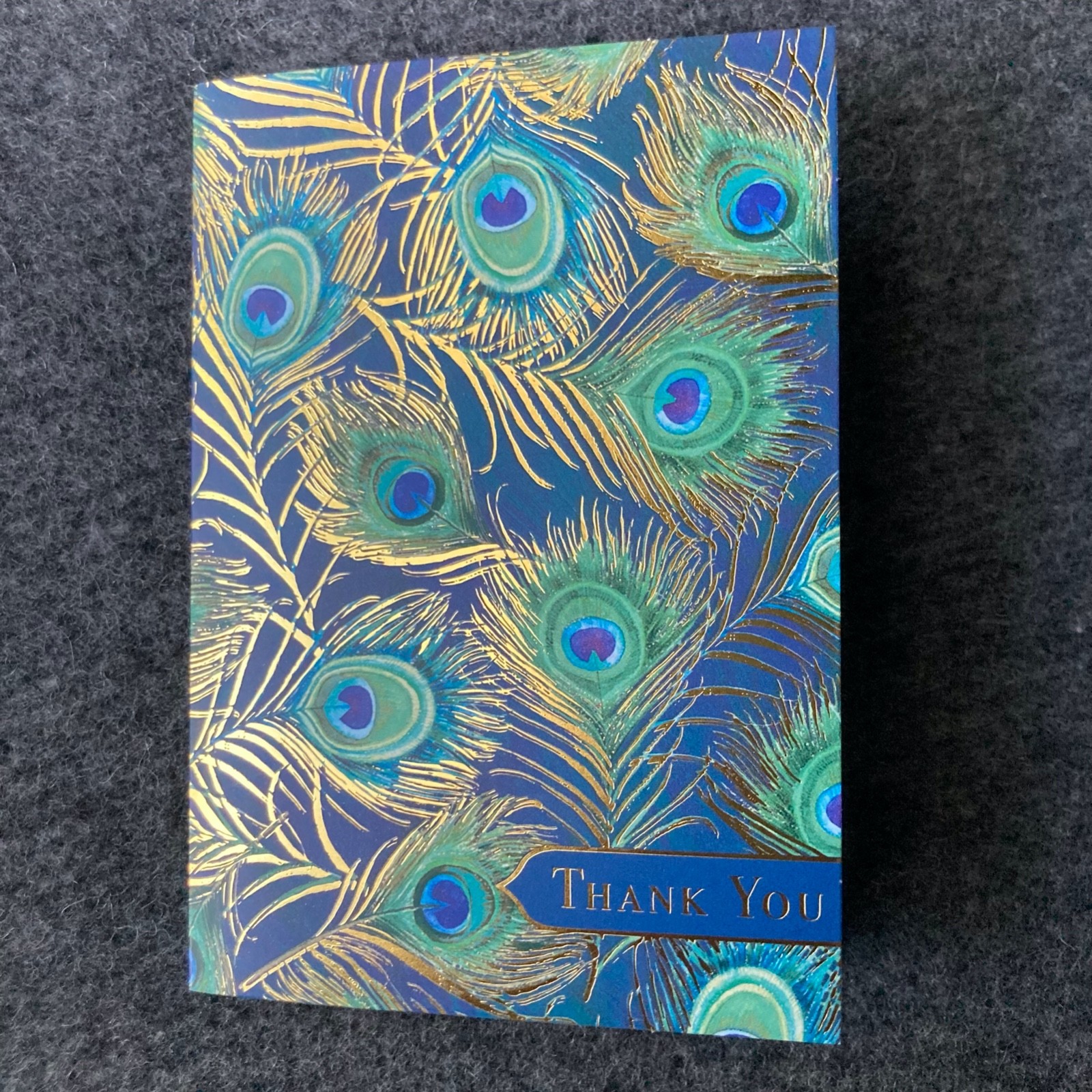 Punch Studio Box of 12 Blank Thank You Cards Peacock 70922 5″ x 3.75″ New NIB