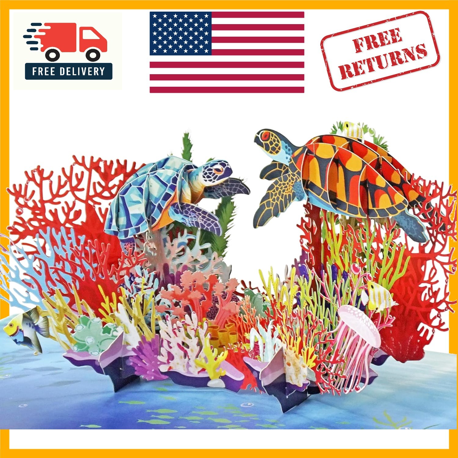 Sustainable 3D Pop-Up Card for Weddings or Valentine’s – Animal Print Turtles
