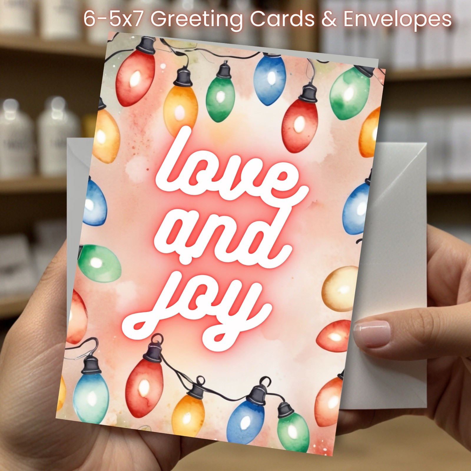 Christmas Greeting Cards w/ Envelope – Set of 6 -5×7 Cards & Envelopes L#020