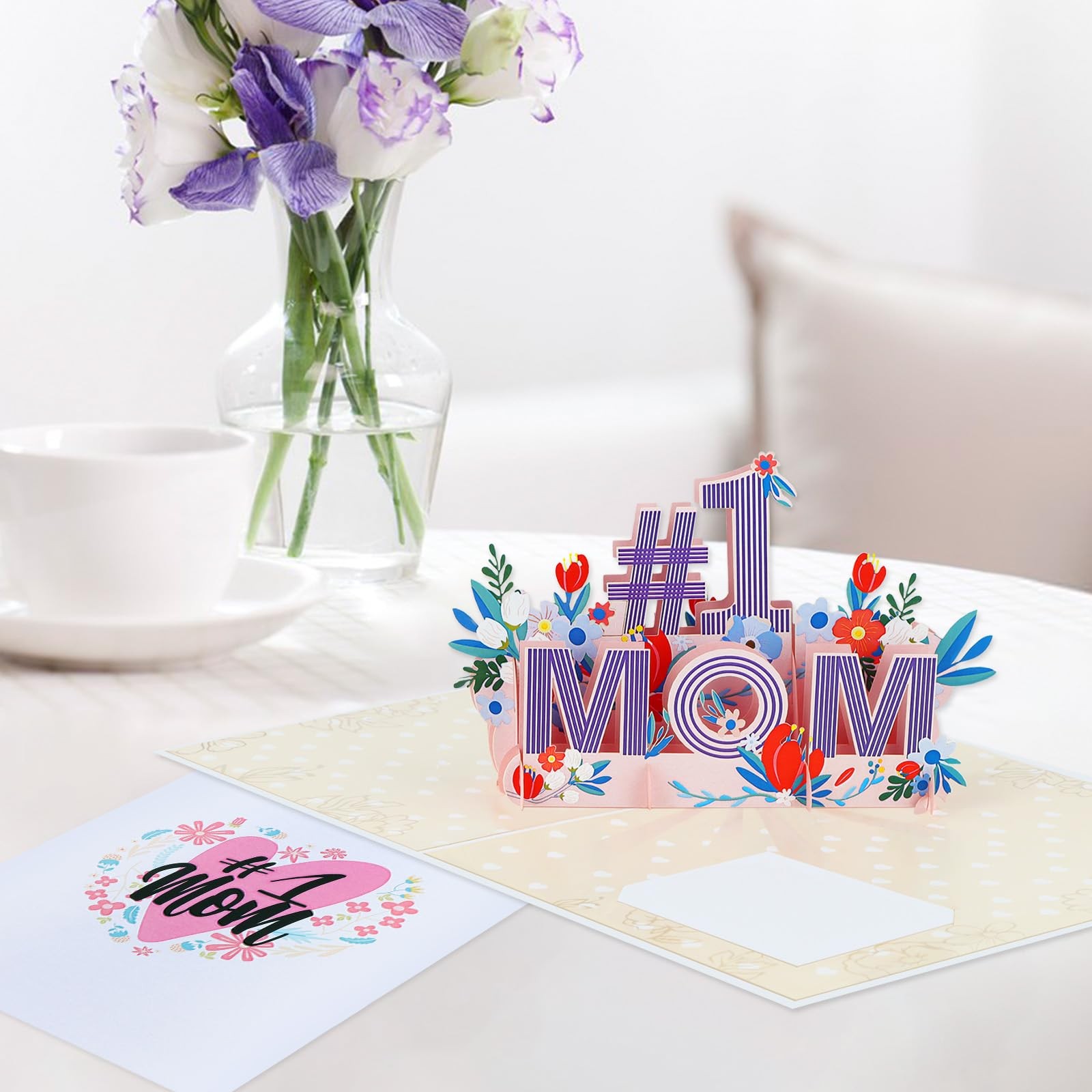 First Mothers Day Card 3D 1st MOM Flower Pop Up Card with Envelope Gift for Mom