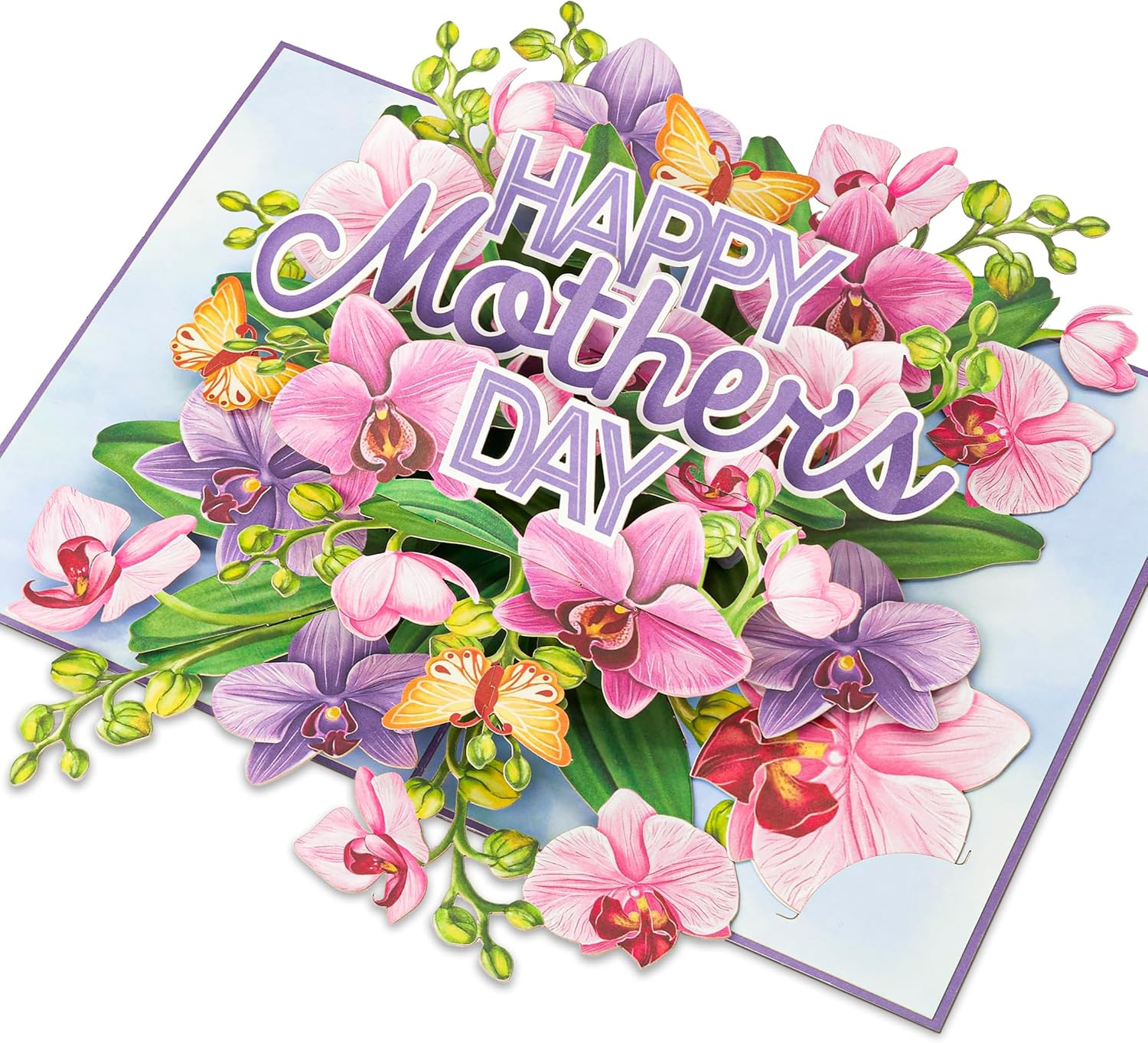Mothers Day Pop up Cards, Happy Mother’S Day, Orchid, Butterfly, 3D Greeting Car