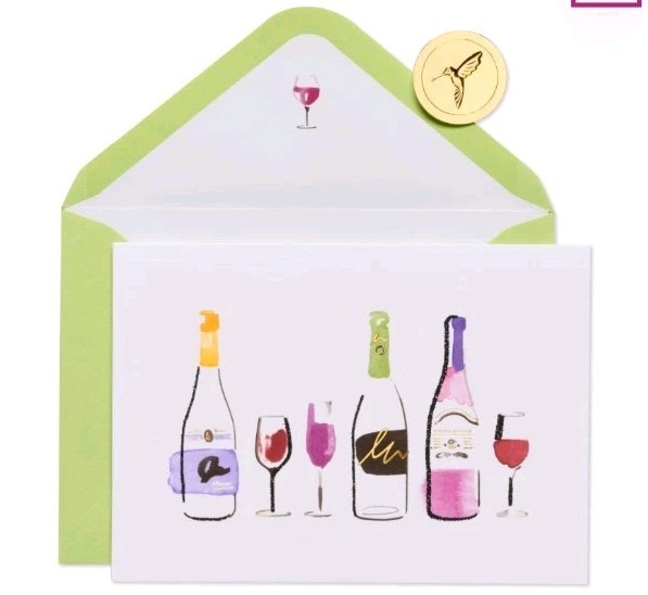 Papyrus Blank Card 🍷 Wine Bottles. Multipurpose… Thank You, Thinking Of You..